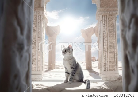 Curious cat accidentally stumbles upon a hidden portal that leads to a parallel dimension illustration generative ai Curious cat accidentally stumbles upon a hidden portal that leads to a parallel dimension illustration generative ai 103312705