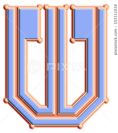 3D rendered illustration.Decorative layered letter.Art font. 3D rendered illustration.Decorative layered letter.Art font. 103312838