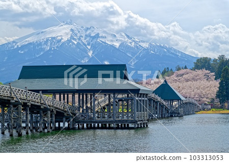 Spring view [Mt. Iwaki seen from Tsuru-no-Mai Bridge] 103313053