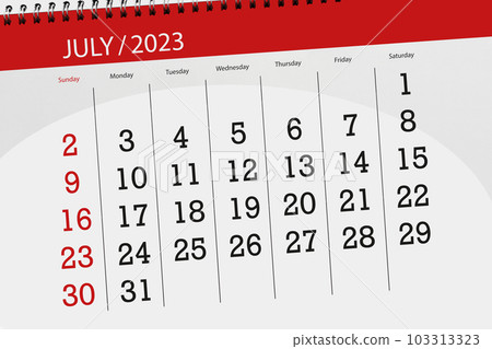 Calendar 2023, deadline, day, month, page, organizer, date, July 103313323