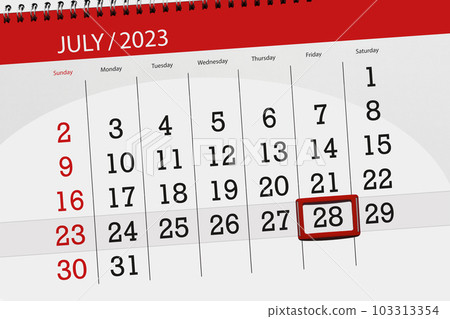Calendar 2023, deadline, day, month, page, organizer, date, July, friday, number 28 Calendar 2023, deadline, day, month, page, organizer, date, July, friday, number 28 103313354