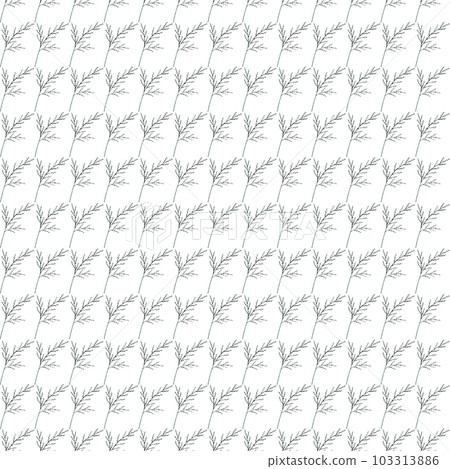 Seamless Pattern with Hand-Drawn Flower Leaves. White Background with Thin-leaved Marigolds Leaf for Print, Design, Holiday, Wedding and Birthday Card. 103313886