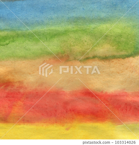 Light Nackdrop with Watercolor Colored Stripes. Hand Drawn Rainbow Background. 103314026