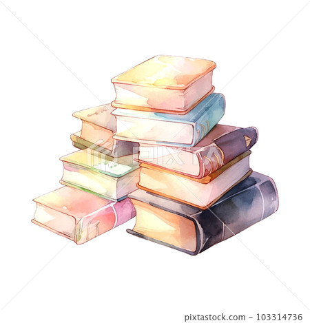 books watercolor for print design. Education, knowledge concept. Hand drawn vector illustration. Vintage vector texture. Old paper. books watercolor for print design. Education, knowledge concept. Hand drawn vector illustration. Vintage vector texture. Old paper. 103314736