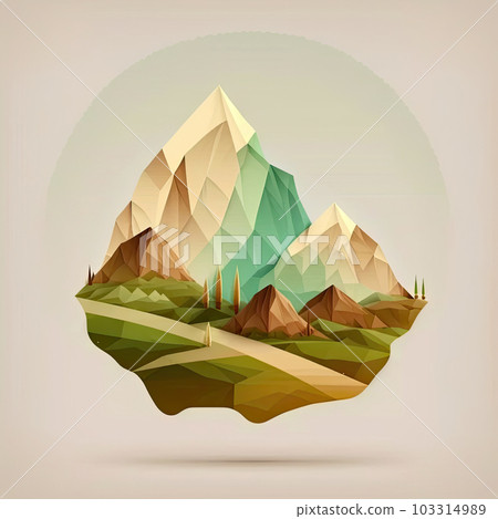 Low poly design style natural square landscape 103314989
