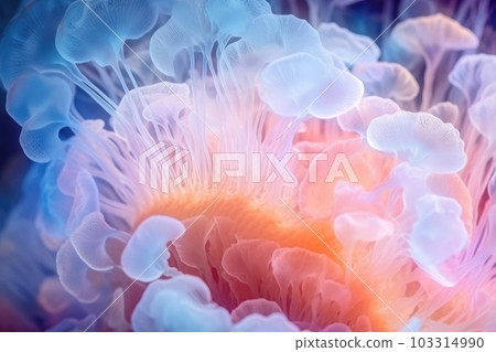 Fungus mycelium network texture in neon colors 103314990