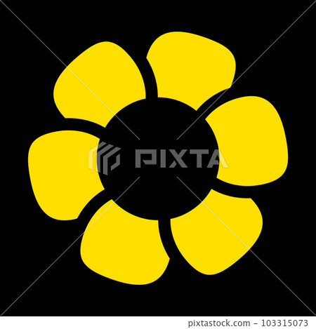 Gold Single Isolated Flat Vector Flower on Black Background. Icon Flower For Holiday, Design, India, Oriental and Arabic Ornament, Print, Web and App. Gold Single Isolated Flat Vector Flower on Black Background. Icon Flower For Holiday, Design, India, Oriental and Arabic Ornament, Print, Web and App. 103315073