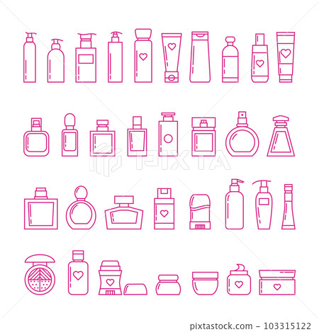 A selection of various jars and bottles for cosmetics and perfumes. A selection of various jars and bottles for cosmetics and perfumes. 103315122