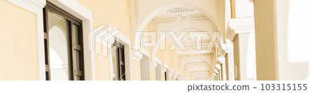 Banner architecture. columns architectural corridor with arch Banner architecture. columns architectural corridor with arch 103315155