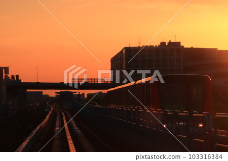Nanko Port Town Line at dusk. Nanko Port Town Line at dusk. 103316384