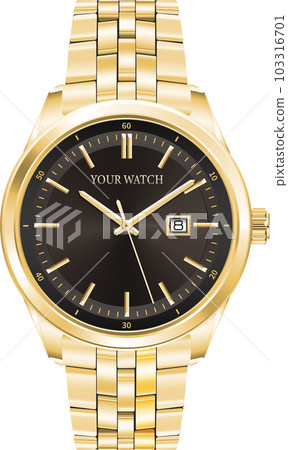 Realistic watch clock chronograph gold steel black design luxury fashion object for men on white background vector Realistic watch clock chronograph gold steel black design luxury fashion object for men on white background vector 103316701