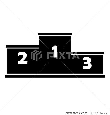 Podium for winners for awarding athletes, close-up, isolated on a white background, vector illustration, black stencil icon 103316727
