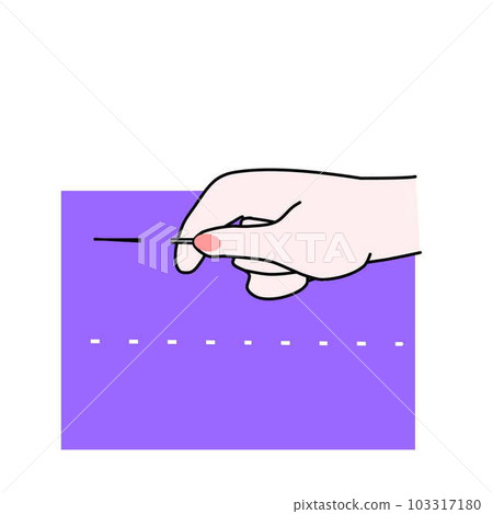 縫合右手、布料和針 103317180