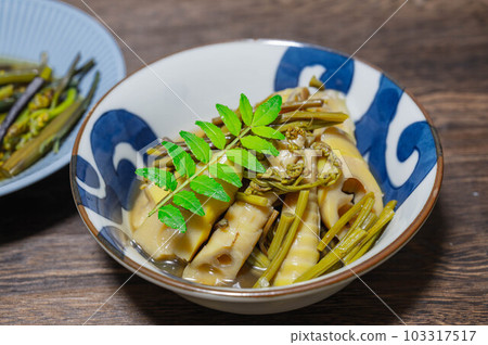 Simmered bamboo shoots and warabi 103317517
