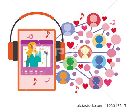 Image illustration of a music distribution app Image illustration of a music distribution app 103317545