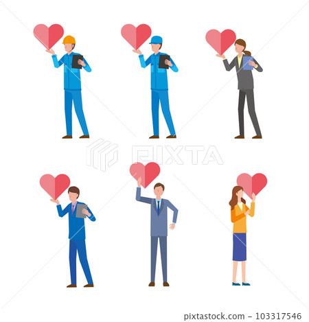 Working people with heart marks Working people with heart marks 103317546