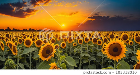 Captivating Nature Landscape Panorama and Idyllic Farm Scene. Generative AI. Captivating Nature Landscape Panorama and Idyllic Farm Scene. Generative AI. 103318010