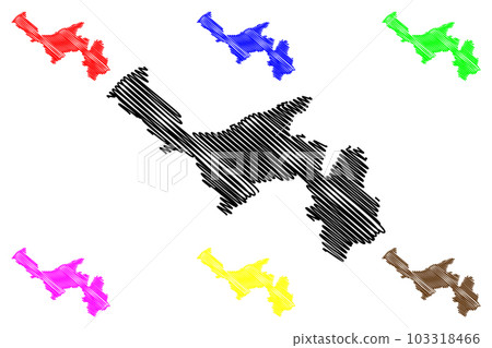 Mainz-Bingen district (Federal Republic of Germany, State of Rhineland-Palatinate) map vector illustration, scribble sketch Mainz Bingen map 103318466