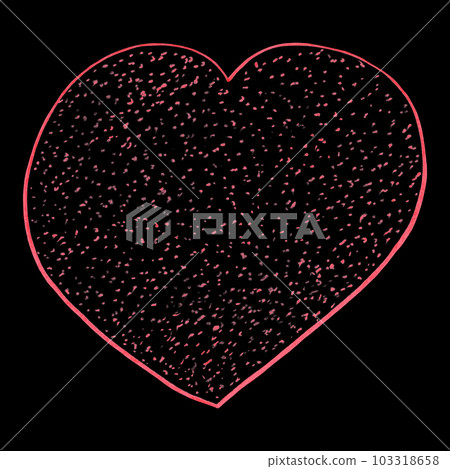 Red Heart Drawn by Colored Pencil. The Sign of World Heart Day. Symbol of Valentines Day. Heart Shape Isolated on Black Background. 103318658