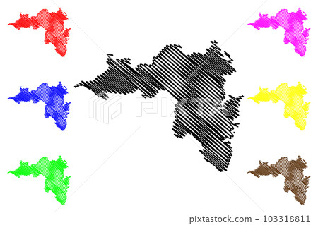 Achill island (Republic of Ireland) map vector illustration, scribble sketch Acaill, Oilean Acla map 103318811