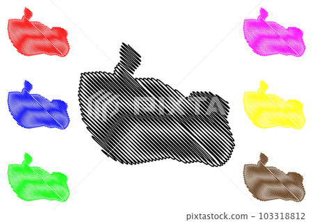 Air Force island (Canada, Nunavut Territory, North America, Canadian Arctic Archipelago) map vector illustration, scribble sketch Air Force map 103318812