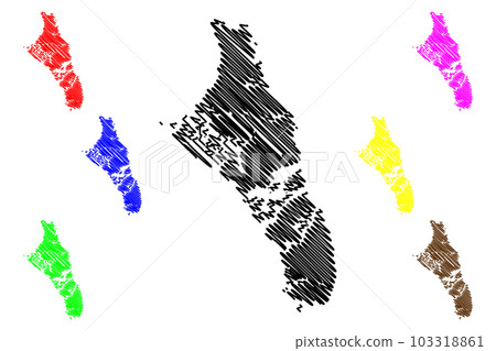 Andros Island archipelago (Commonwealth of The Bahamas, Cenrtal America) map vector illustration, scribble sketch North, Mangrove Cay and South Andros map 103318861