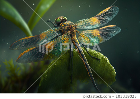 Dragonfly Perched on Leaf Dragonfly Perched on Leaf 103319023