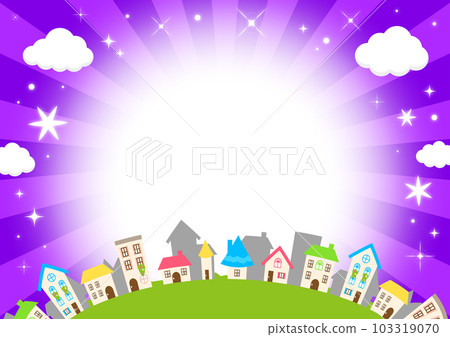 城市景觀的插圖背景(紫色輻射閃爍) 城市景觀的插圖背景(紫色輻射閃爍) 103319070