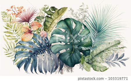 各種熱帶植物水彩畫 各種熱帶植物水彩畫 103319771