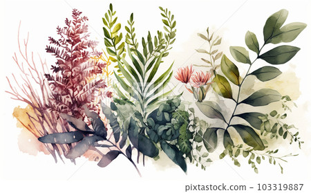 用於背景或插圖的植物水彩畫 103319887