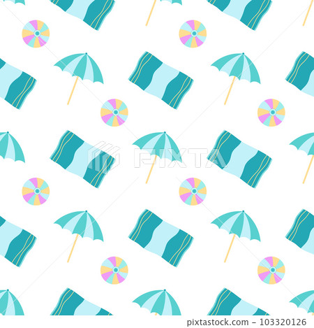summer beach seamless pattern with towel and umbrella 103320126