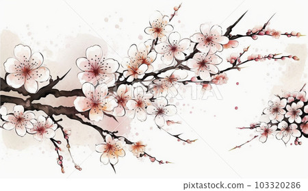 plum blossom watercolor plum blossom watercolor 103320286
