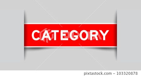 Red color square label sticker with word category that inserted in gray background 103320878