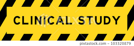 Yellow and black color with line striped label banner with word clinical study 103320879