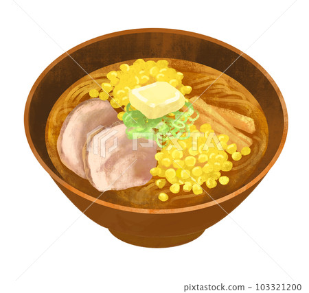 Miso butter corn ramen illustration Sapporo ramen 103321200