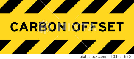 Yellow and black color with line striped label banner with word carbon offset Yellow and black color with line striped label banner with word carbon offset 103321630