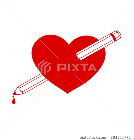 Heart pierced by arrow pencil illustration design of a heart-piercing pencil 103321772