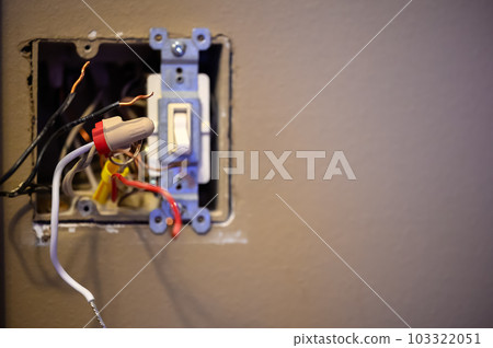 2 gang box with a light switch and loos wires. 2 gang box with a light switch and loos wires. 103322051