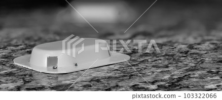 Ant trap poison bate on a granite kitchen countertop Ant trap poison bate on a granite kitchen countertop 103322066