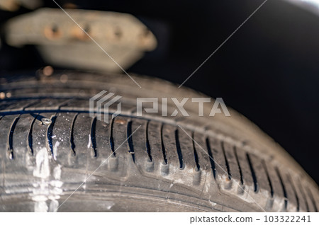 screw protruding from the tread of a tire causing a flat. screw protruding from the tread of a tire causing a flat. 103322241