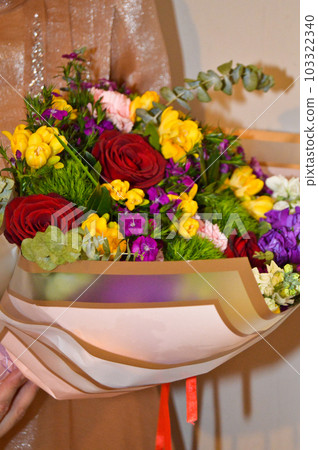 Colorful flower bouquet carefully prepared for engagement, wedding or special day Colorful flower bouquet carefully prepared for engagement, wedding or special day 103322340