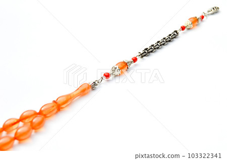 Orange and silver beads sequenced, short rosary, tespih tesbih Orange and silver beads sequenced, short rosary, tespih tesbih 103322341