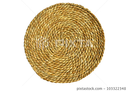 Round woven mat made of water hyacinth fibers, wicker table mats, rattan round woven straw 103322348