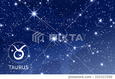 Taurus constellation in the blue night sky Stock