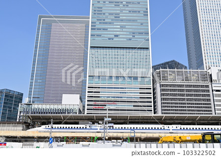 Skyscrapers and Shinkansen in front of Nagoya Station 103322502