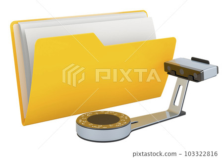 Computer folder icon with 3d scanner, 3D rendering 103322816