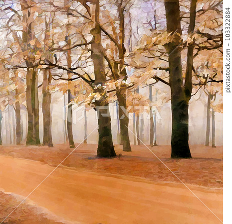 Landscape of forest path in autumn with trees. Background illustration in vector Landscape of forest path in autumn with trees. Background illustration in vector 103322884