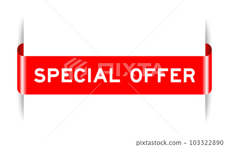 Red color inserted label banner with word special offer on white background Red color inserted label banner with word special offer on white background 103322890