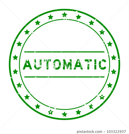 Grunge green automatic word round rubber seal stamp on white background 103322937
