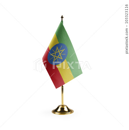 Small national flag of the Ethiopia on a white background 103323116